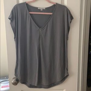 Zipper Front Gray Top